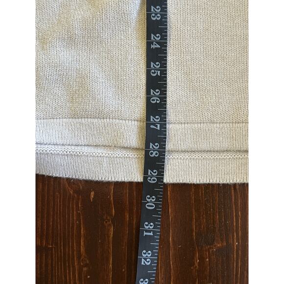 VTG Eddie Bauer Cream Grey 1/4 Zip Mock Neck Stripe Sweater T3XL Classic Preppy - Picture 15 of 16